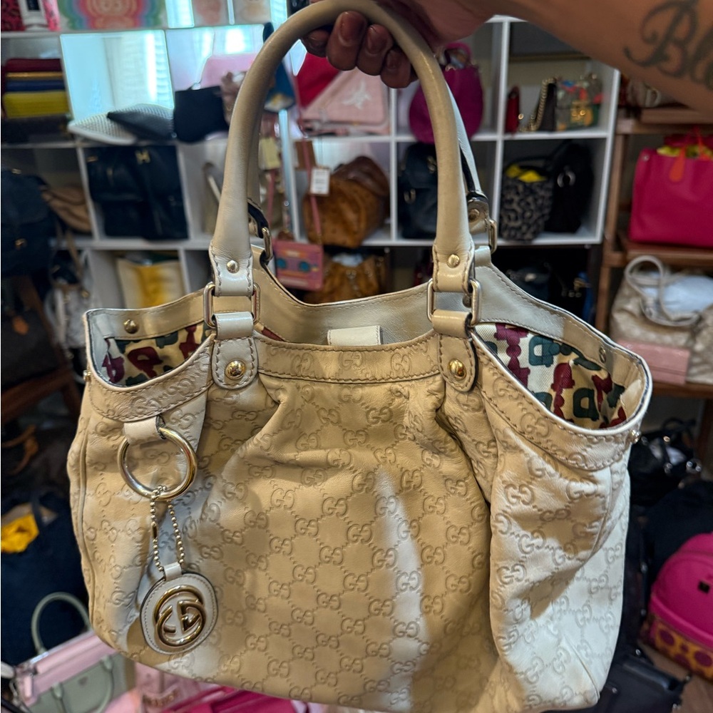 Gucci Beige Monogram Shoulder Bag
